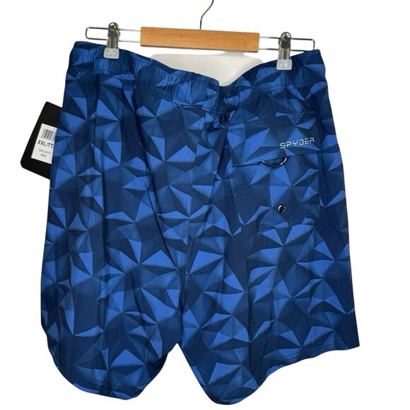 Spyder Swim Trunks XXL Men’s Blue Geometric UV Board Shorts Drawstring Pockets - Picture 4 of 8